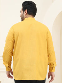SOJANYA PLUS Men Pure Cotton Mustard Yellow Kurta