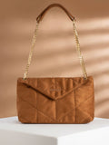 Berrylush Brown Structured Quilted Shoulder Bag