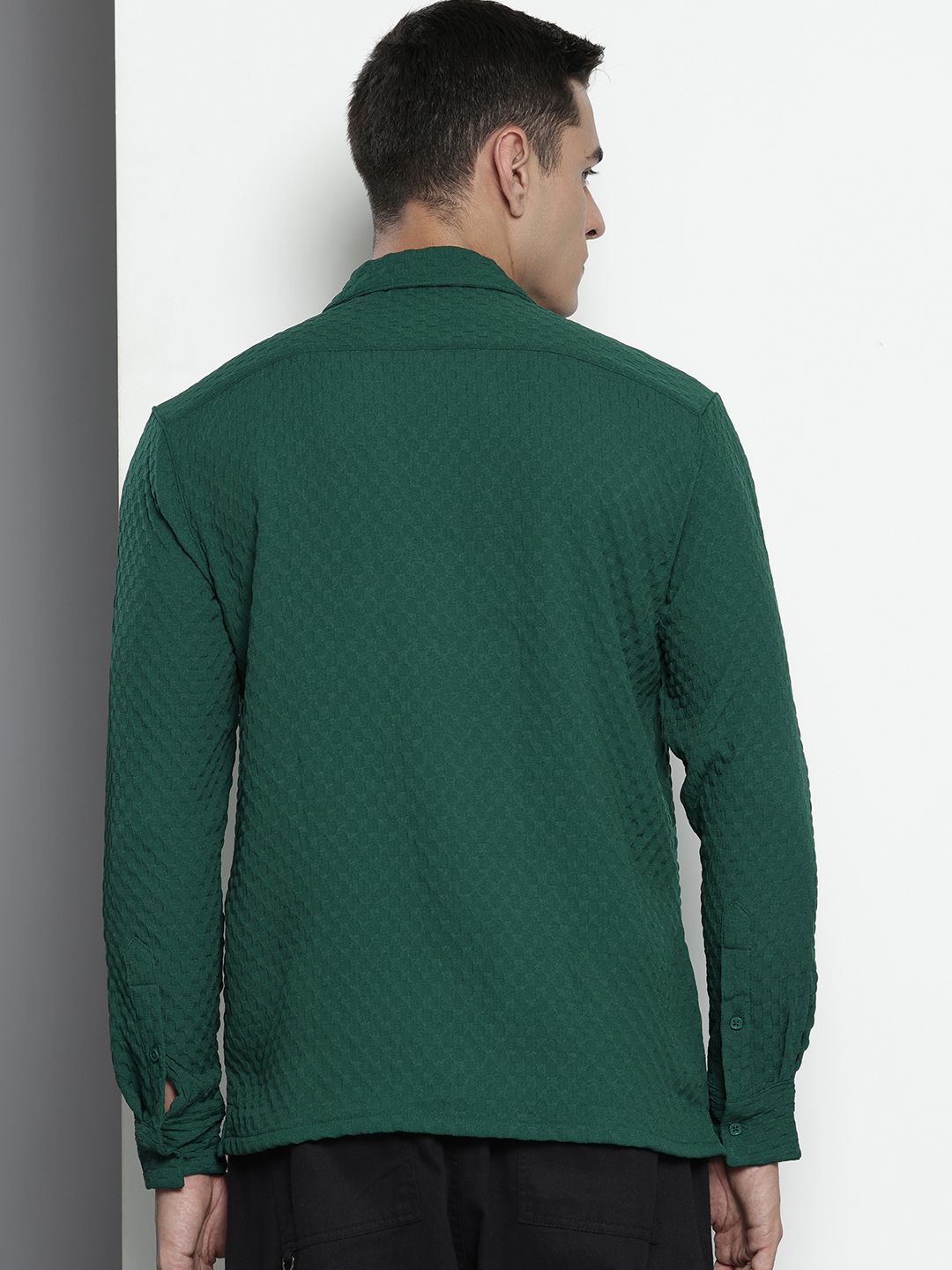 The Indian Garage Co. Relaxed Fit Opaque Self Design Textured Casual Shirt