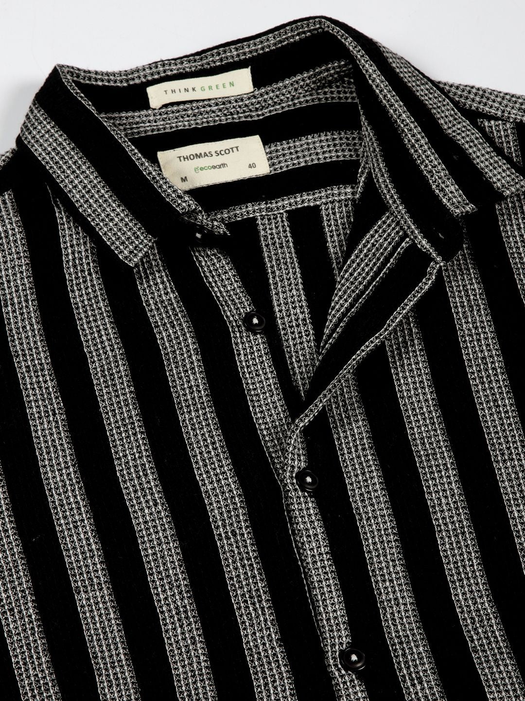 Thomas Scott Men Premium Slim Fit Vertical Striped Casual Shirt