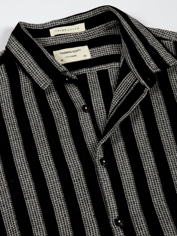 Thomas Scott Men Premium Slim Fit Vertical Striped Casual Shirt