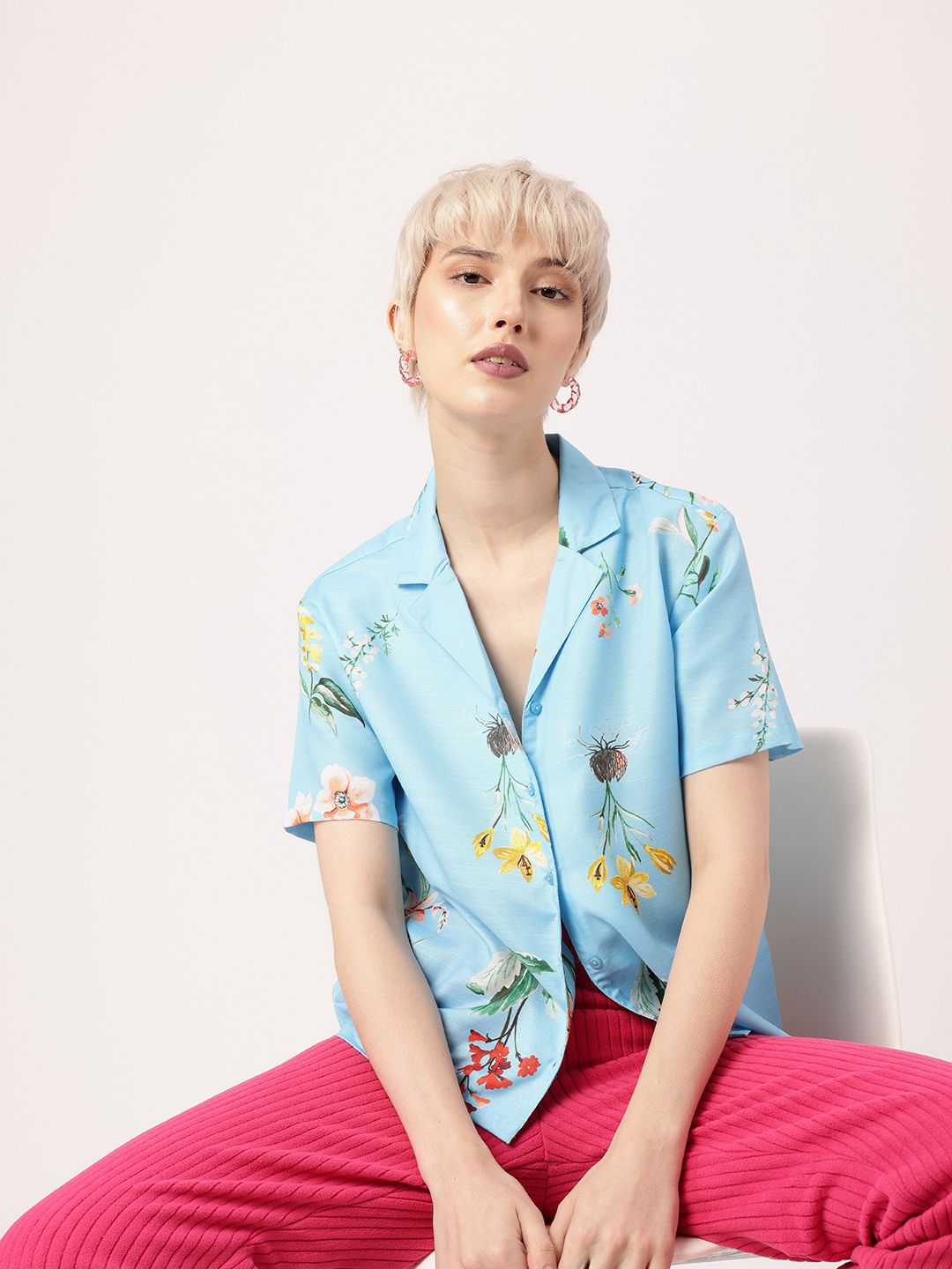 DressBerry Vacation Ready In Floral Elegance Printed Shirt