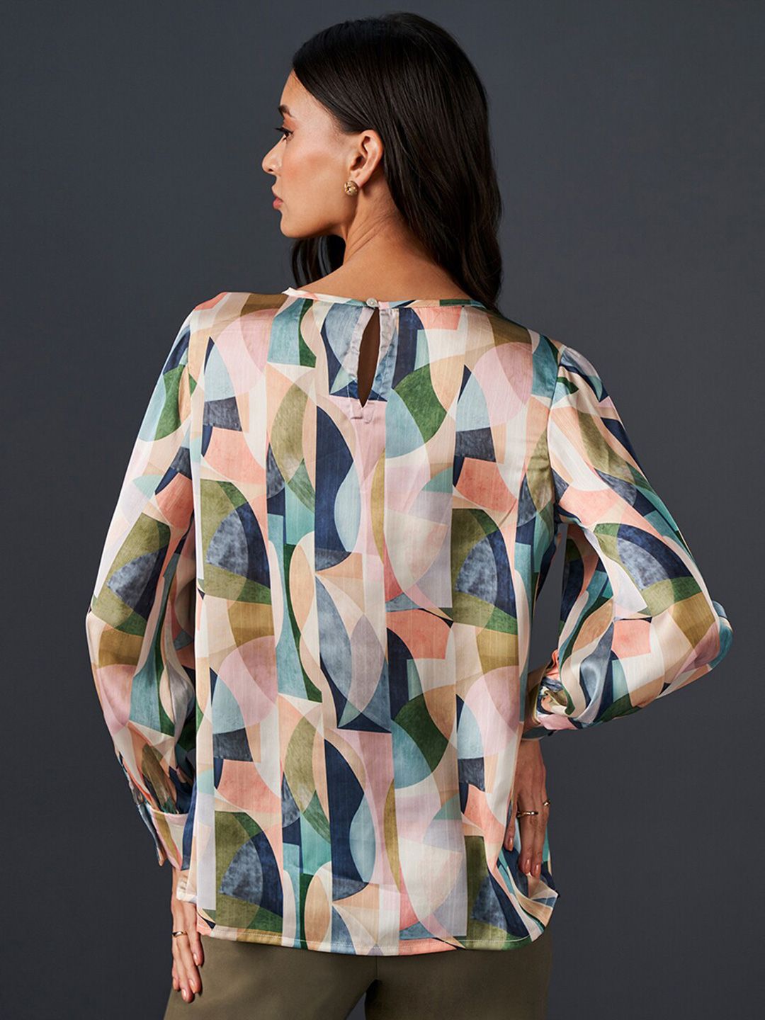 AND Abstract Printed Boat Neck Top