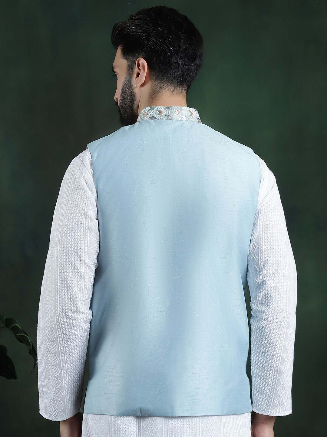 SOJANYA Jaket Nehru Tenun Bercetak Lelaki