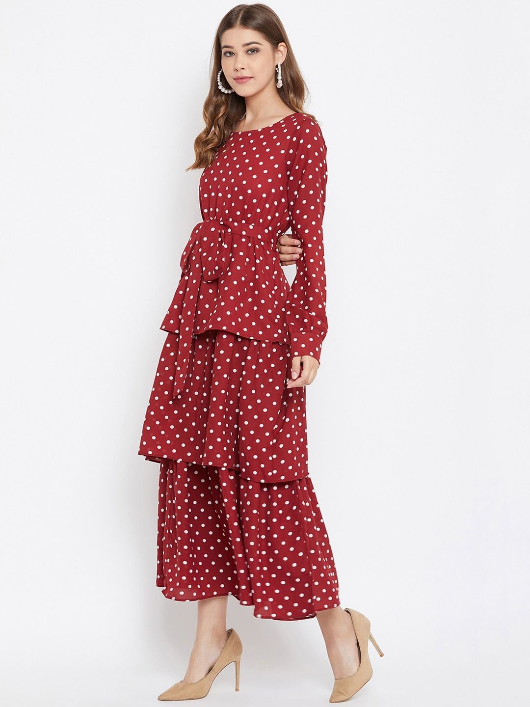 Berrylush Women Red Printed Fit and Flare Dress