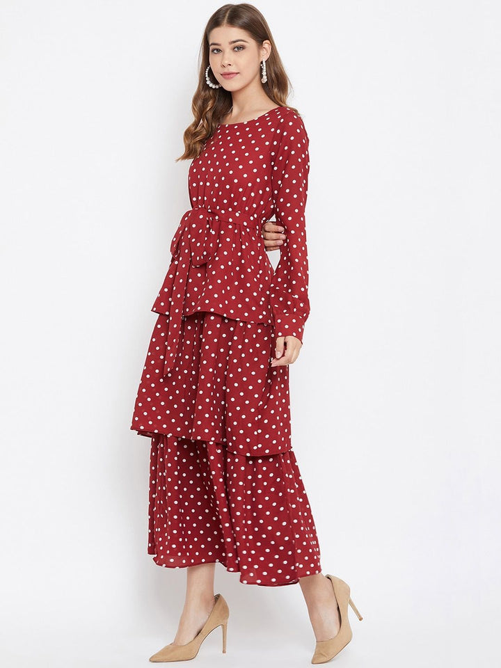 Berrylush Women Red Printed Fit and Flare Dress