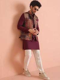 KISAH Men Mandarin Collar Printed Nehru Jacket