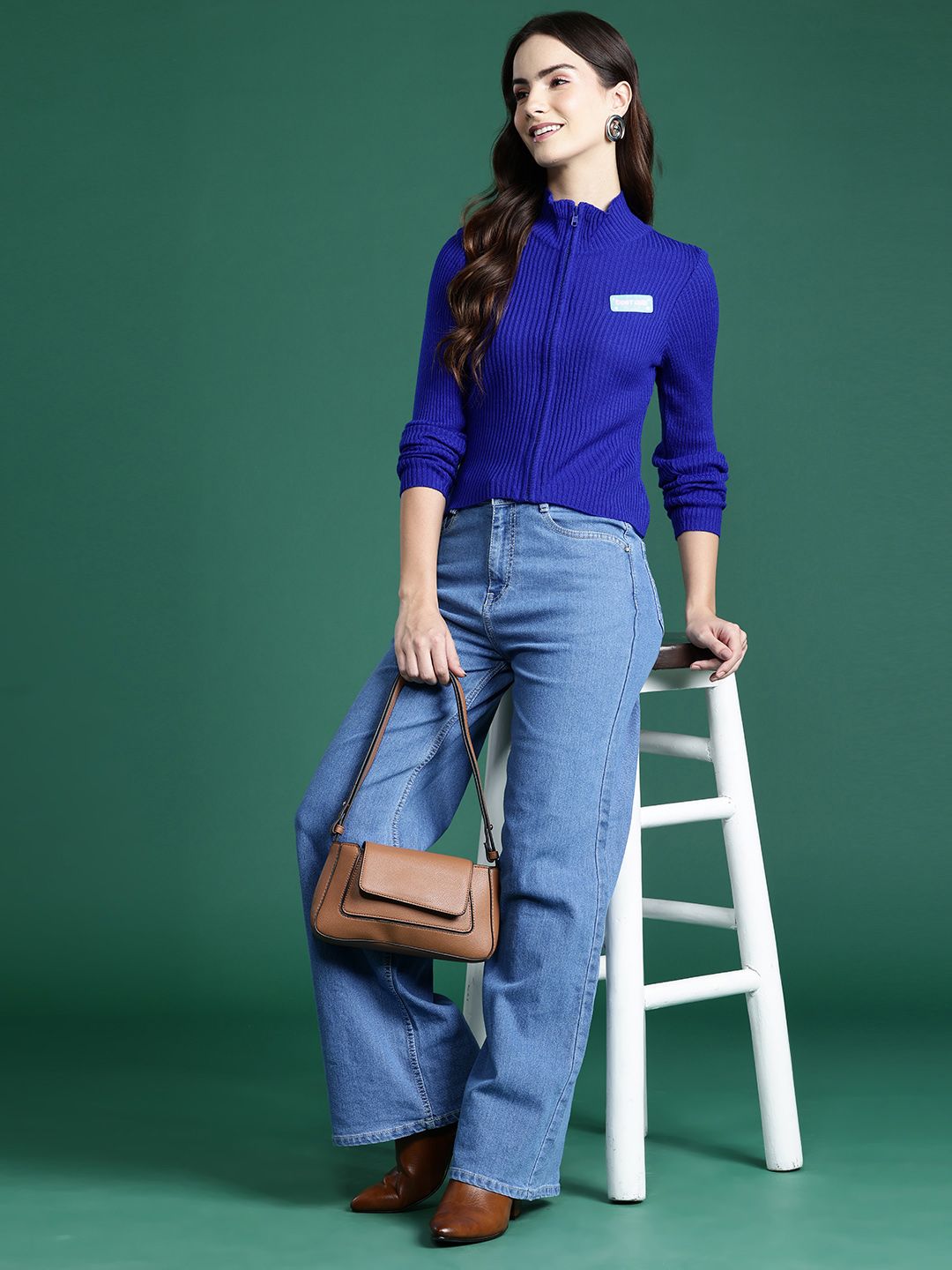 DressBerry Pure Acrylic Ribbed Cardigan