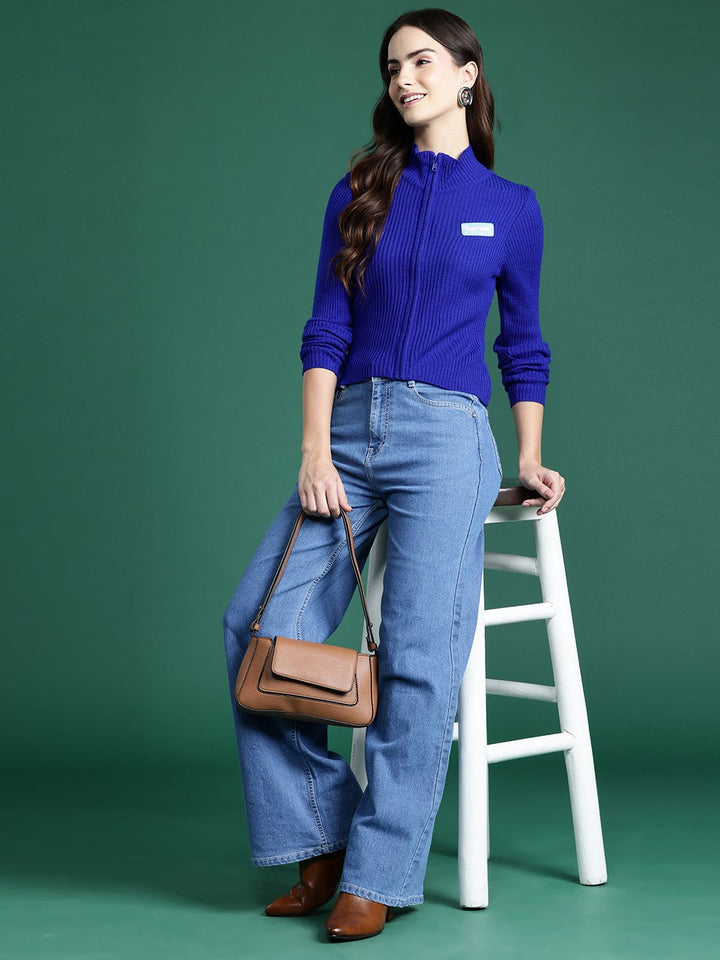 DressBerry Pure Acrylic Ribbed Cardigan