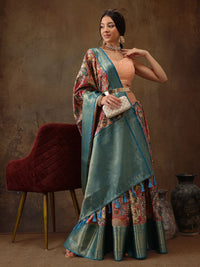 Silk Land Kanjeewaram Art Silk Zari Woven Digital Print saree