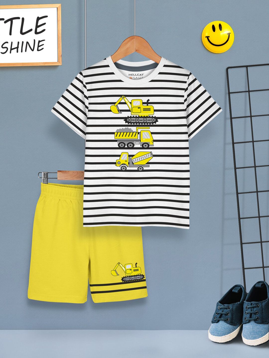 HELLCAT Boys Pack Of 2 Printed T-shirt with Shorts