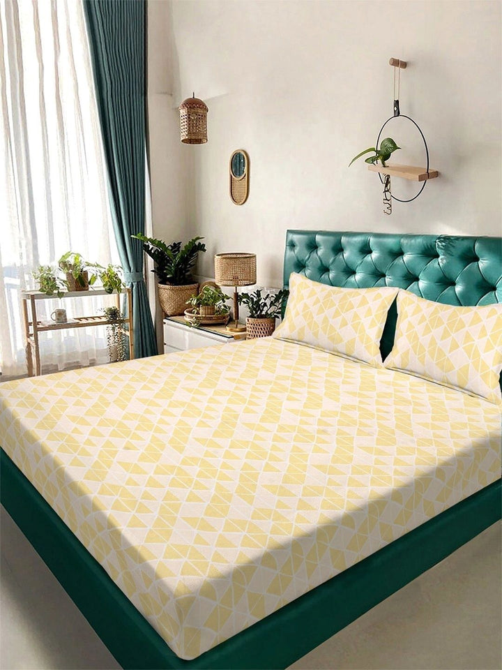 Moda Rapido X KLOTTHE Yellow Geometric 300 TC Cadar Katil King dengan 2 Sarung Bantal