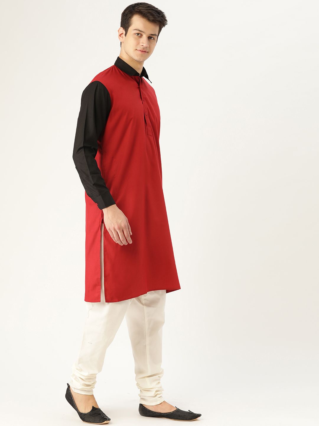 SOJANYA Lelaki Merah Solid Kurta Lurus