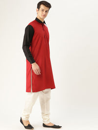SOJANYA Lelaki Merah Solid Kurta Lurus