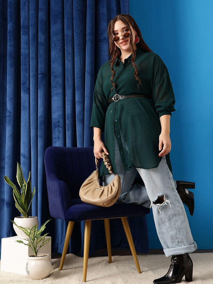 CURVY STREET Comfort Spread Collar Oversized Shirt