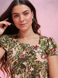 DressBerry Floral Print Puff Sleeve Top