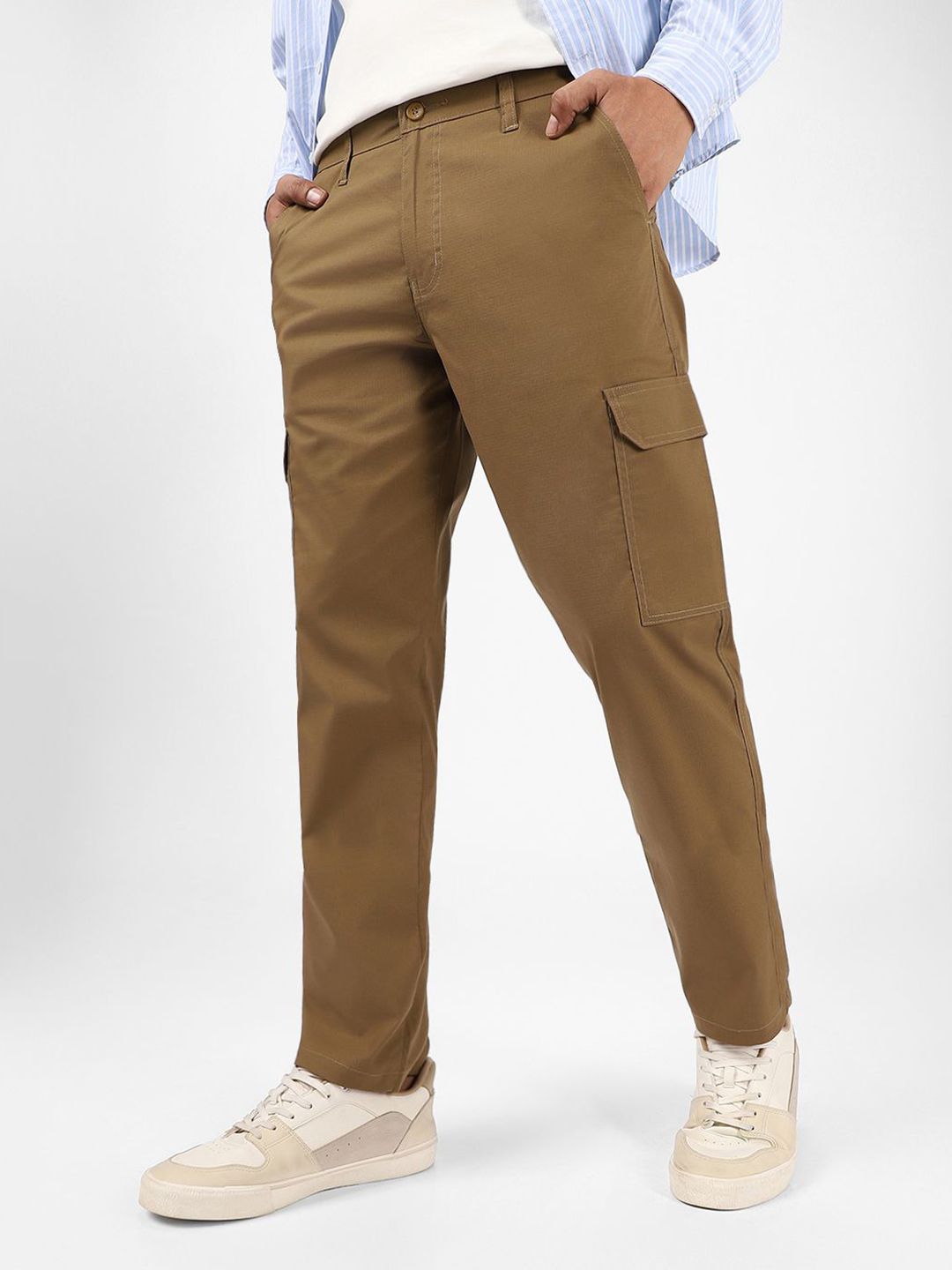 Urbano Fashion Men Mid Rise Pure Cotton Cargo Trousers