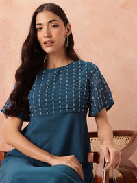 all about you Sequined Flared Sleeves Fit & Flare Dress