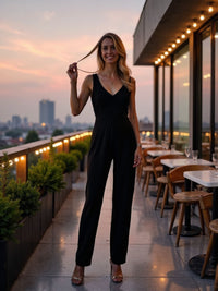 Berrylush Women V-Neck Sleeveless Basic Jumpsuit