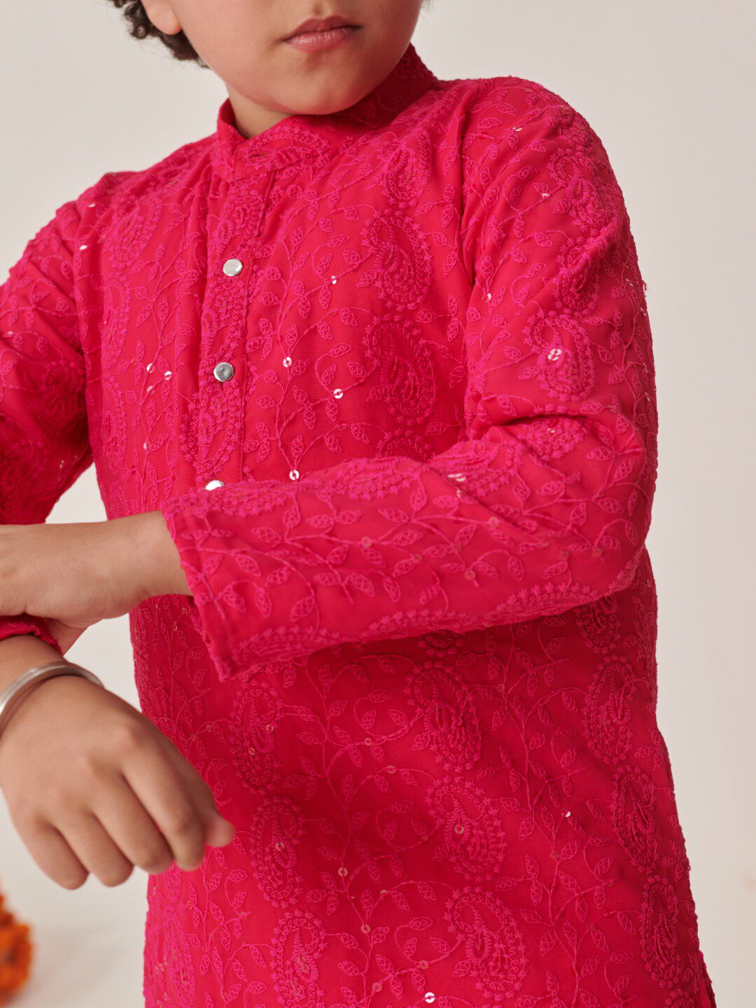 pspeaches Boys Floral Embroidered Regular Thread Work Kurta with Salwar