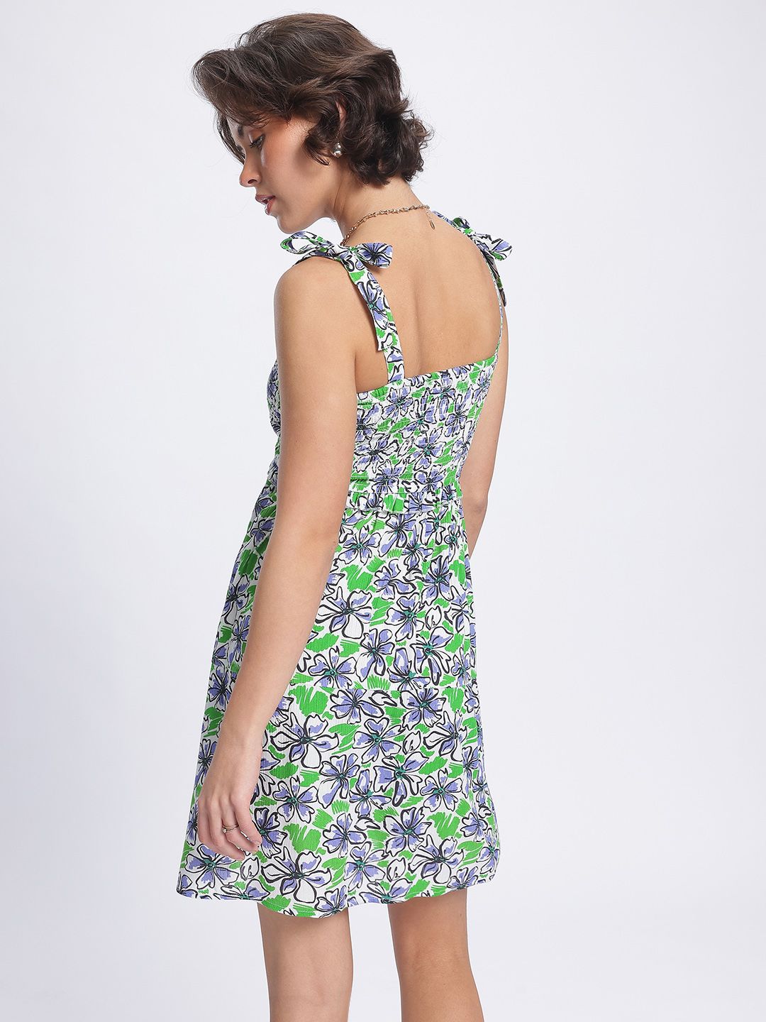 DressBerry Floral Frenzy Smocked A-Line Dress