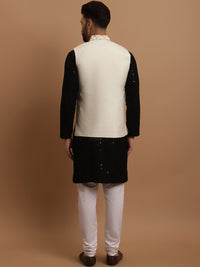SOJANYA Ethnic Embroidered Sequinned Pure Cotton Kurta & Churidar With Nehru Jacket
