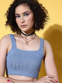SASSAFRAS Women Blue Crop Top