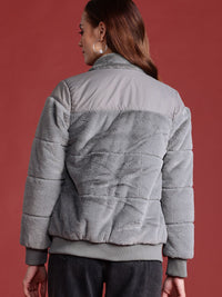 all about you Faux-Fur Detail Bomber Jacket