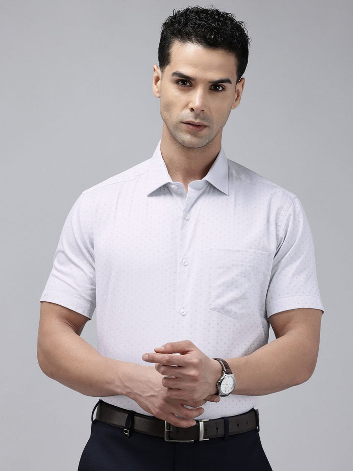 Park Avenue Geometric Self Design Pure Cotton Formal Shirt