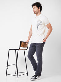 SPYKAR Typography Printed Polo Collar Cotton Slim Fit T-shirt