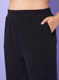 SASSAFRAS Curve Plus Size Lapel Collar Top With Straight Pants Co-Ords