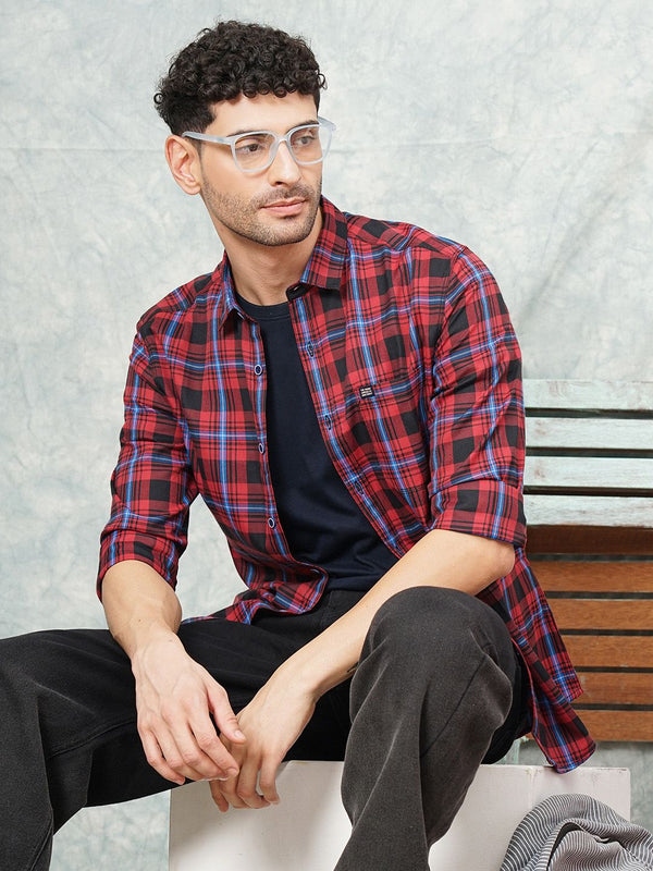 The Indian Garage Co Men Slim Fit Opaque Checked Casual Shirt