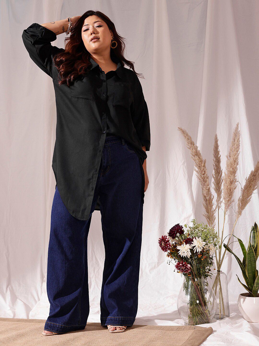 CURVY STREET Comfort Spread Collar Oversized Shirt