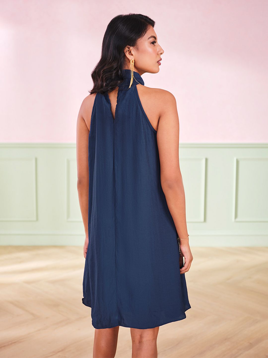 AND Women Halter Neck Sleeveless A-Line Dress