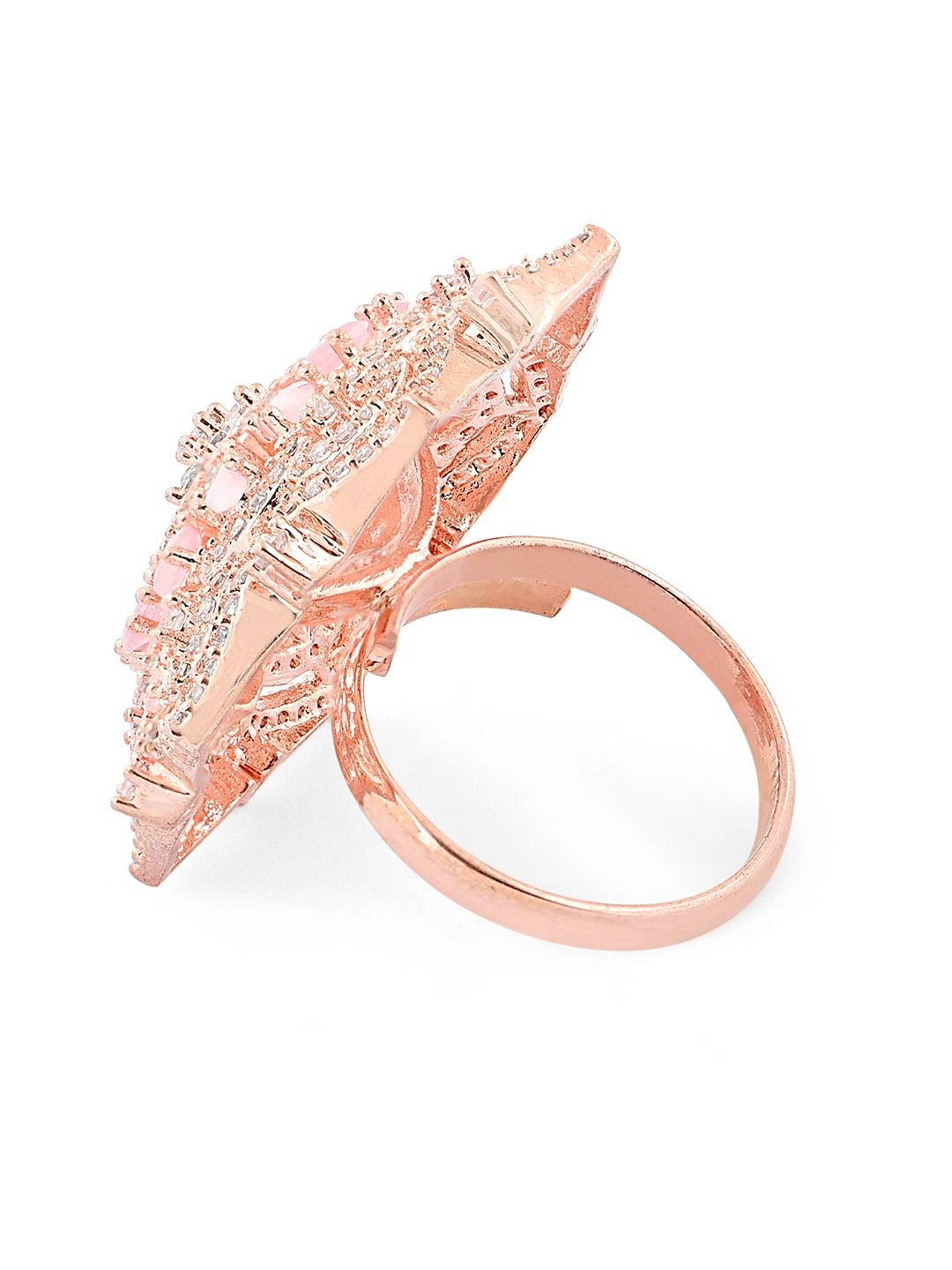 Cincin Jari Bertampal CZ Mutiara Zaveri Rose Saduran Emas