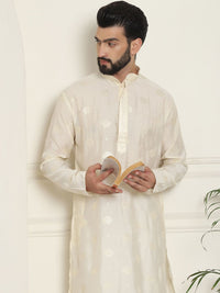 SOJANYA Kurta Lurus Sutera Berhias Geometrik Kolar Mandarin Kapas