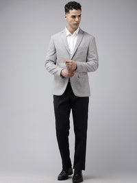 Park Avenue Notched Lapel Single Breasted Self Design Super Slim Fit Formal Blazer