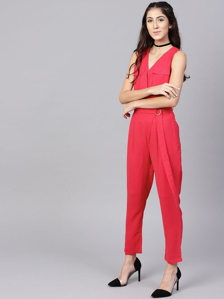 STREET 9 Pink Solid Basic Jumpsuit