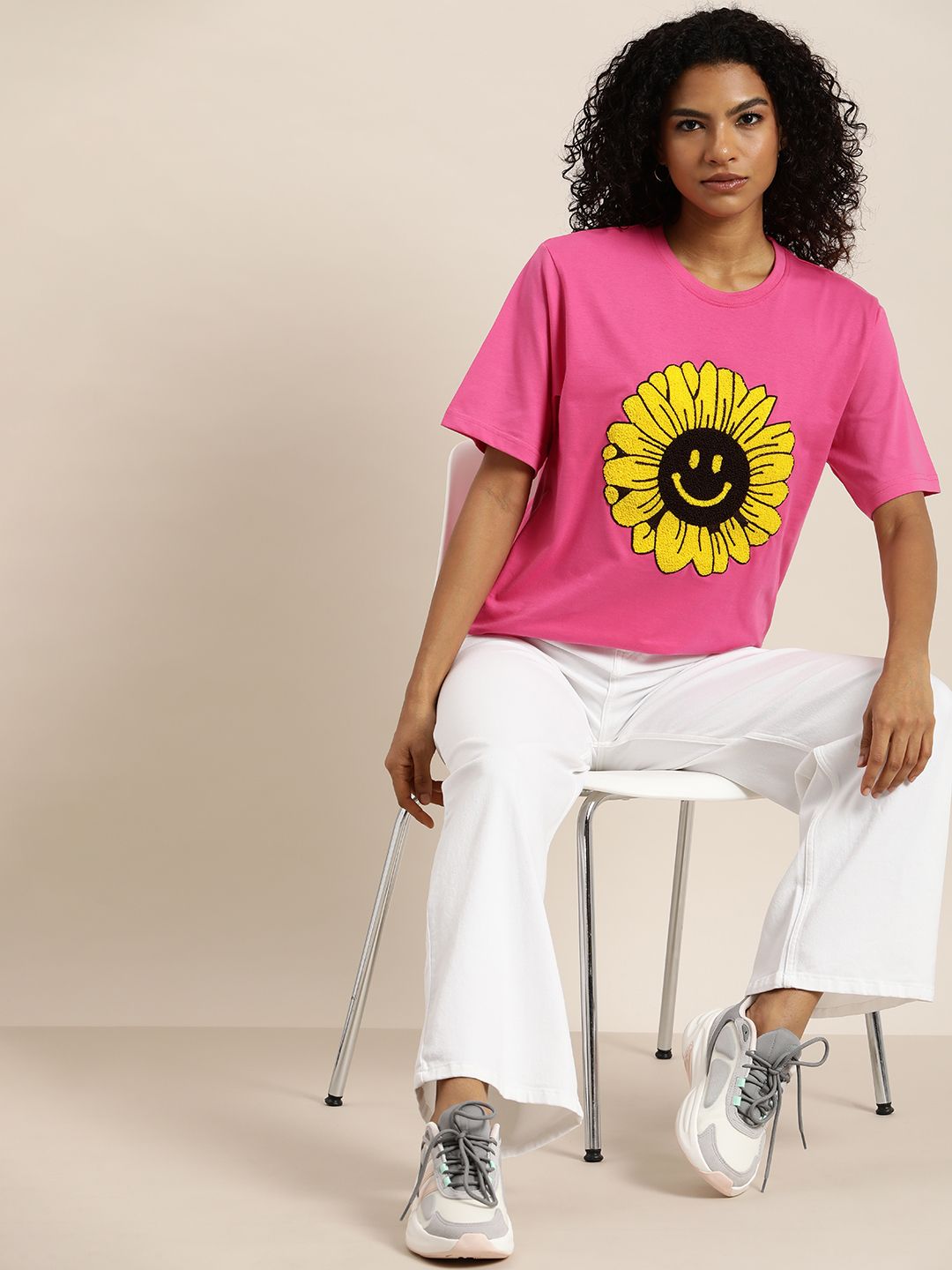 DILLINGER Embroidered Oversize Pure Cotton Longline T-shirt