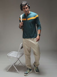 DILLINGER Men Striped Henley Neck Cotton T-shirt