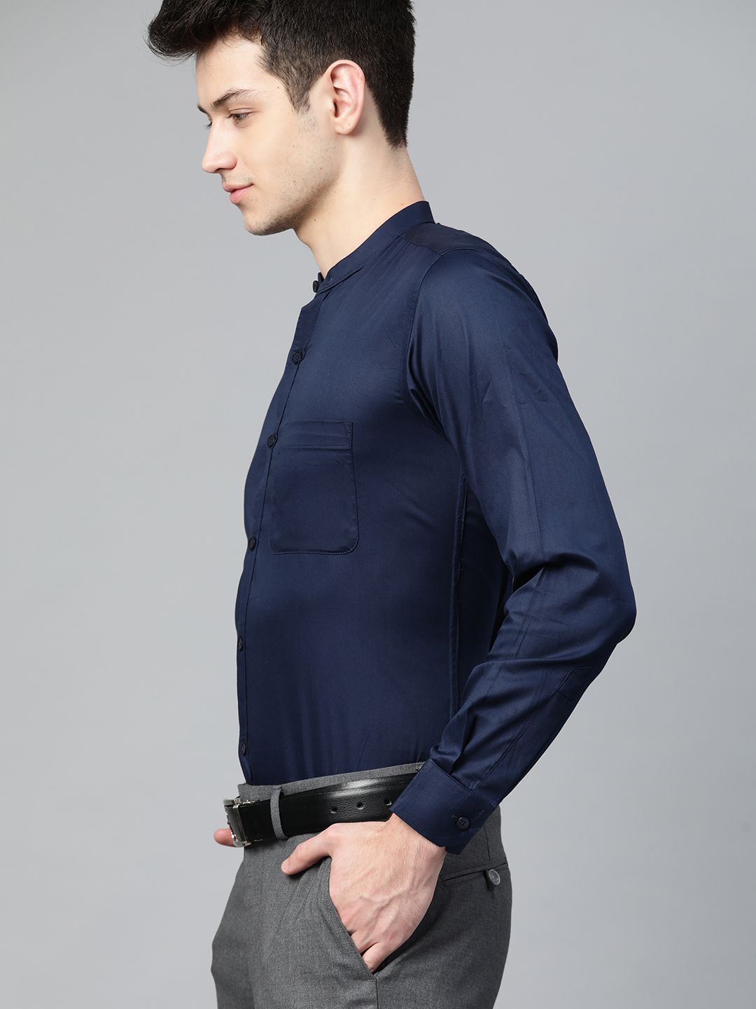DENNISON Men Navy Blue Smart Slim Fit Solid Formal Shirt