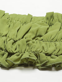 SASSAFRAS Green Halter Neck Georgette Blouson Crop Top