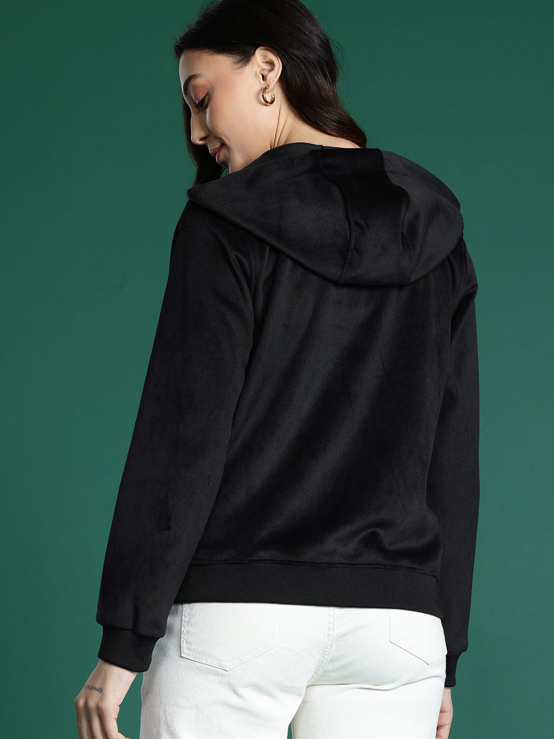 DressBerry Corduroy Hooded Bomber Jacket