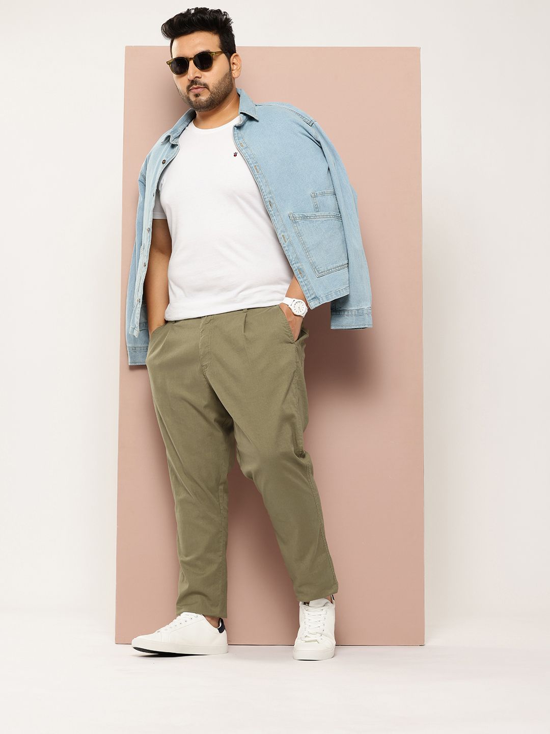 Thomas Scott Men Plus Size Straight Fit Easy Wash Chinos Trousers