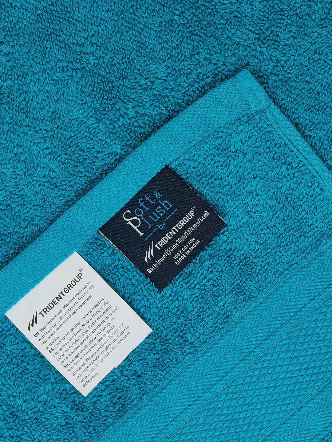 MYTRIDENT Teal Blue Solid Pure Cotton 500 GSM Soft  Plush Bath Towel
