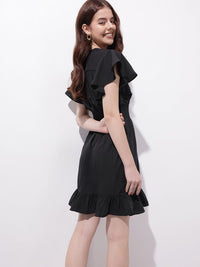 DressBerry Ruffle Sleeves Fit & Flare Dress