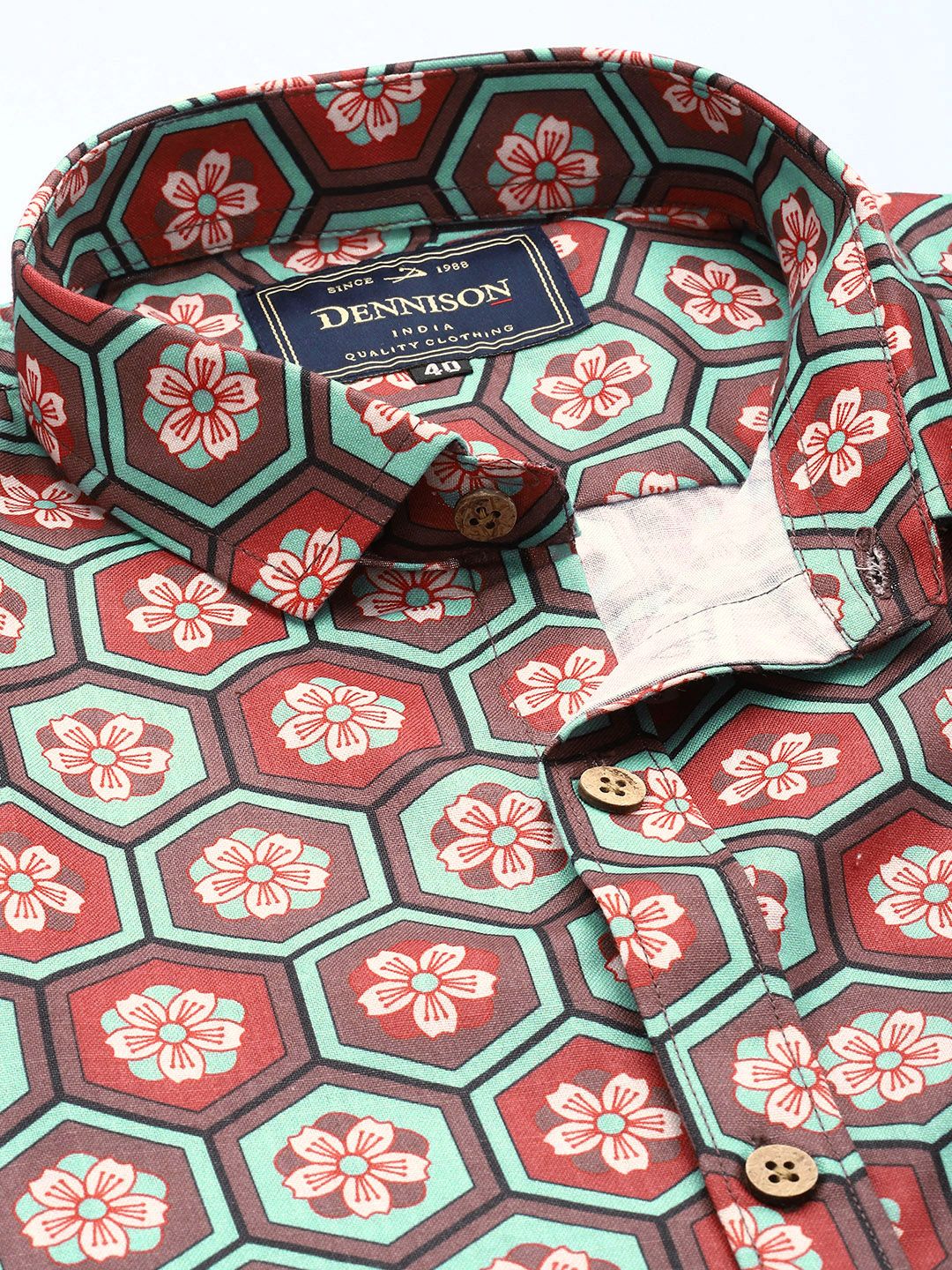 DENNISON Men Brown Comfort Floral Printed Casual Shirt
