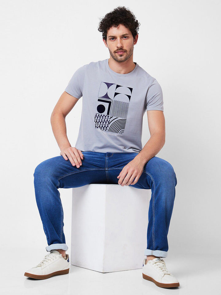 SPYKAR Graphic Printed Cotton Slim Fit T-shirt