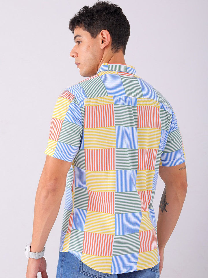 The Indian Garage Co Pure Cotton Slim Fit Multi Striped Casual Shirt