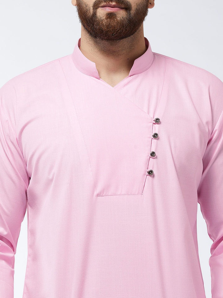 SOJANYA Men Pink Solid Kurta Lurus